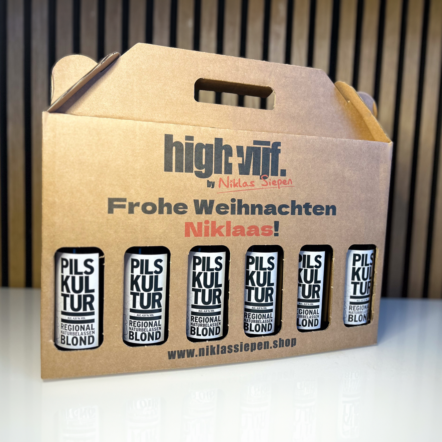 Sixpack mit Gruß - "Frohe Weihnachten"