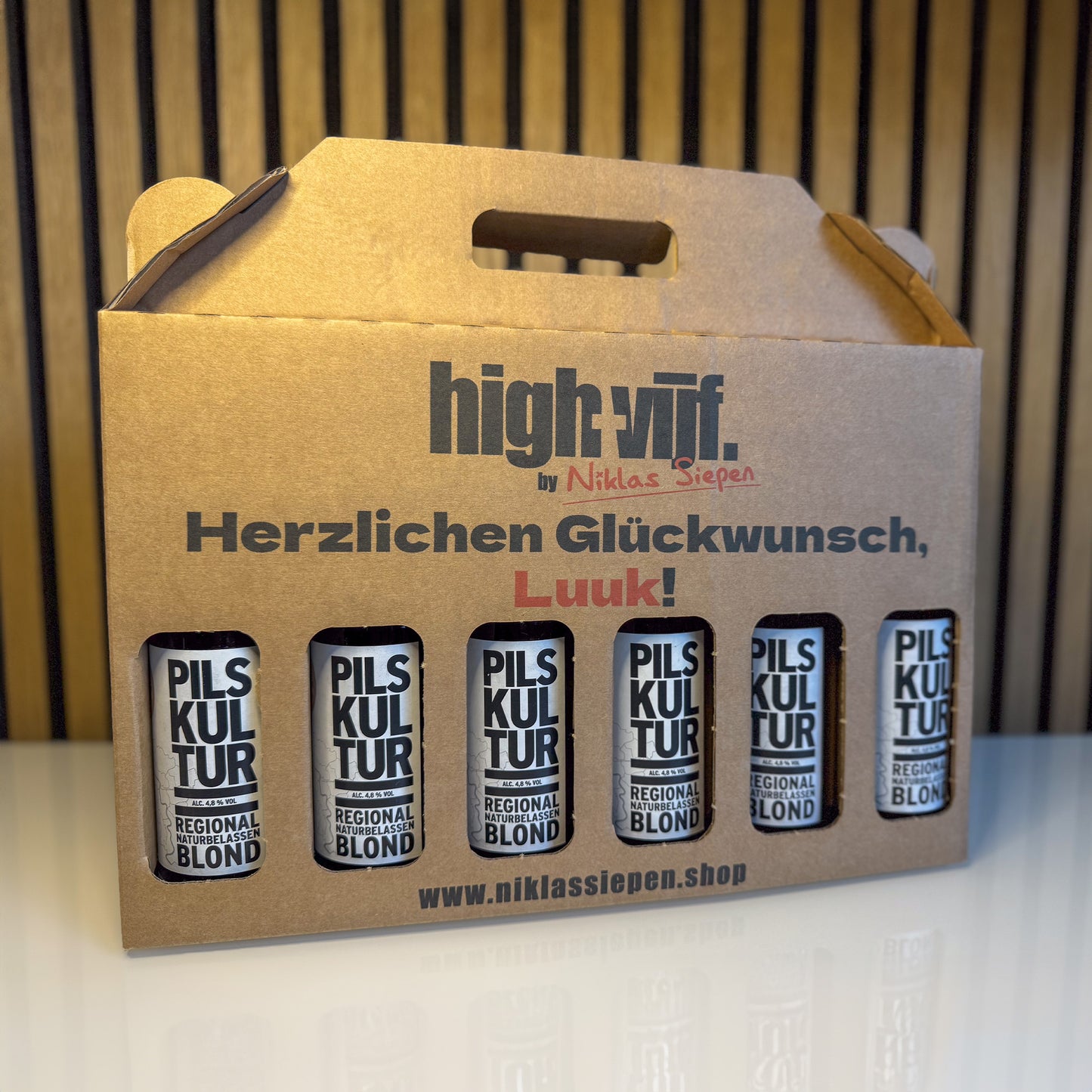 Sixpack mit Gruß - "Herzlichen Glückwunsch"